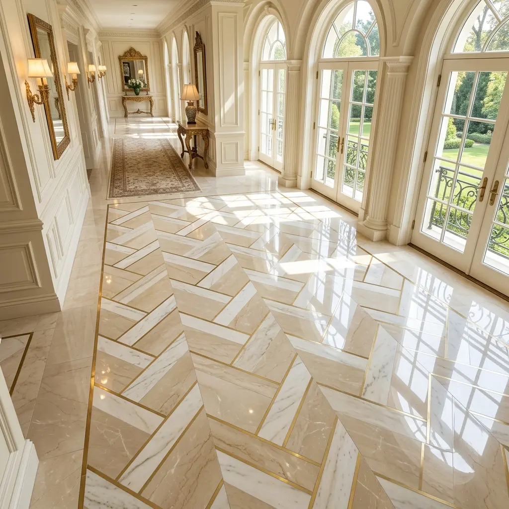 Zemin Döşemelerinde Bej ve Afyon Mermeri Şıklığı